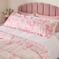Bow Print Frill Edge Bolster Pillow - Pink 🇬🇧