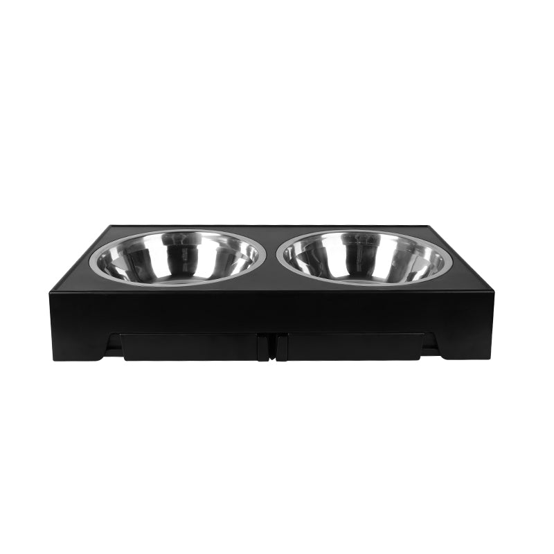 Elevated Dog Bowls 5 Height Adjustable Stand Raised dog bowl with Double Stainless Steel Bowls for Small Medium Large Dogs - Black 🇬🇧