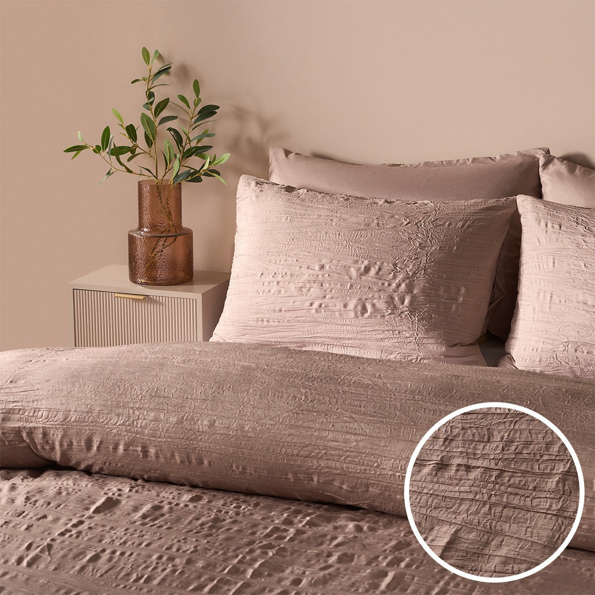 Crinkle Duvet Set - Mink 🇬🇧