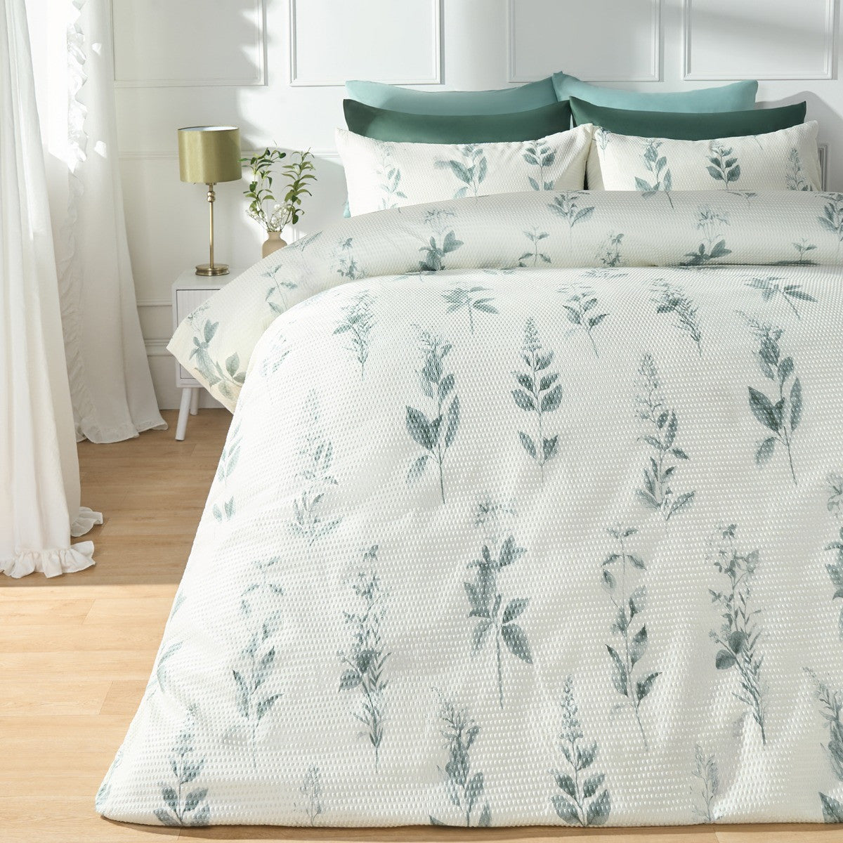Waffle Botanics Print Duvet Set - Green 🇬🇧