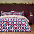 Christmas Diamond Check Sherpa Fleece Duvet Cover Set - Multi 🇬🇧