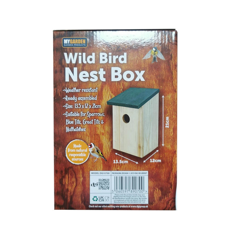 Wooden Bird Nest Box for Garden 21 x 12 x 13.5 cm 🇬🇧