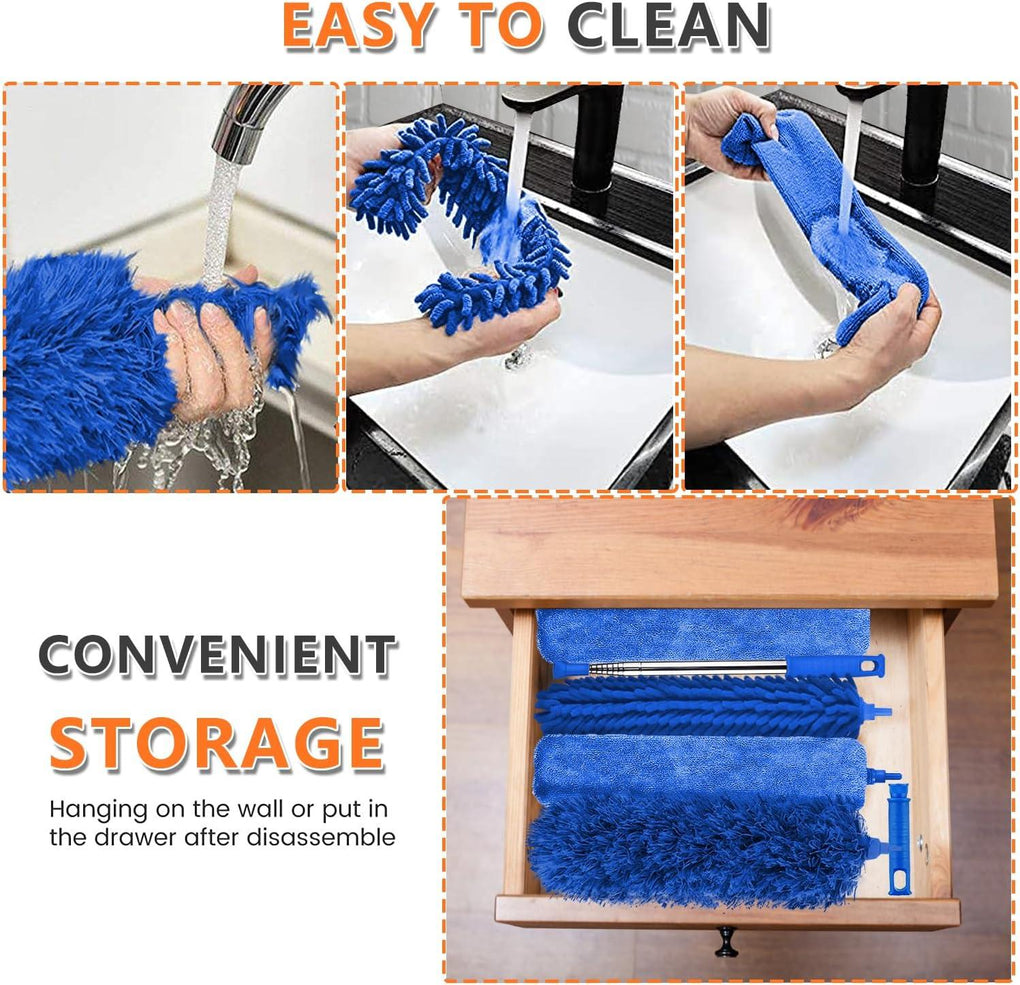 6-Piece Extendable Microfiber Duster Cleaning Kit – Telescopic Handle for Ceiling Fans, Blinds & Furniture 🇬🇧