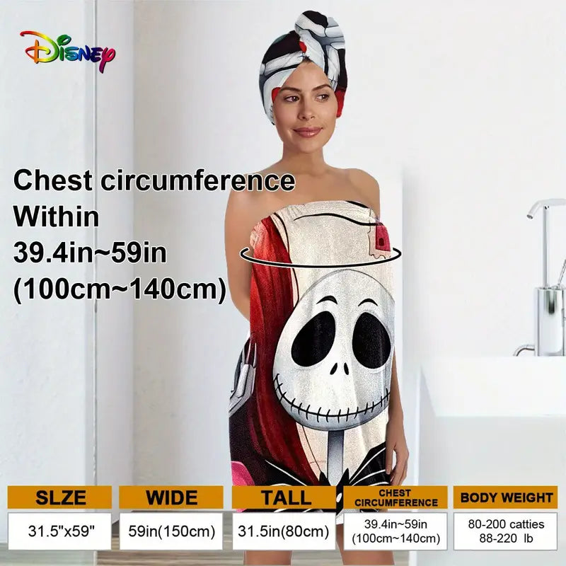 2 pcs Bath & Hair Towel feat Nightmare Before Christmas style design 🇨🇳