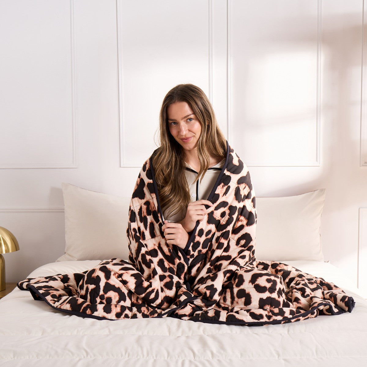 Leopard Print Supersoft Weighted Blanket, Natural - 8kg 🇬🇧