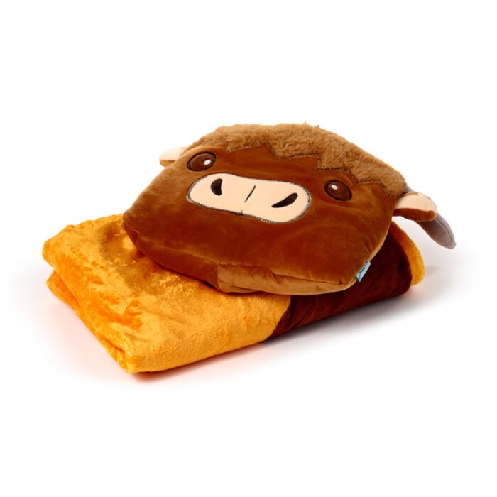 2-in-1 Blankeazzz Plush Toy & Travel Blanket - Highland Coo 🇬🇧