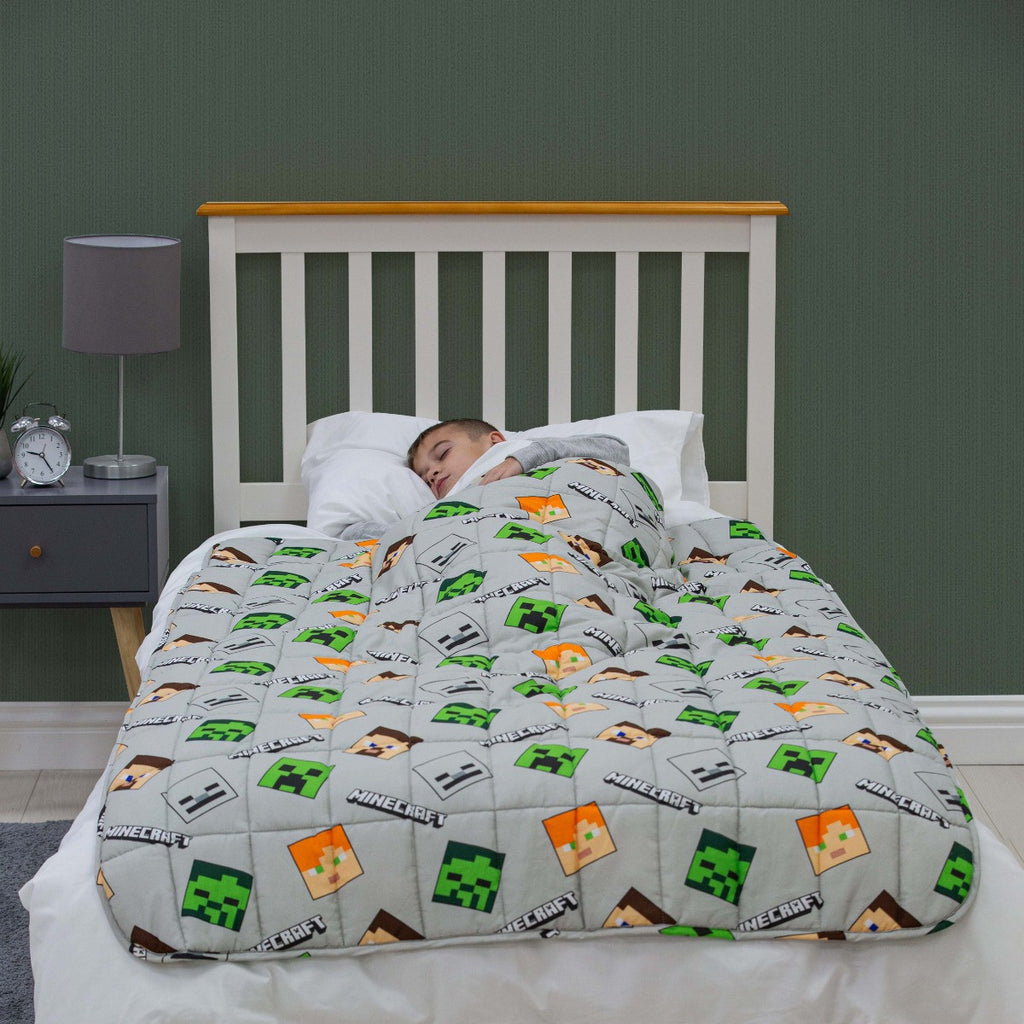 Kids Minecraft Heads Weighted Blanket, Grey - 3kg 🇬🇧