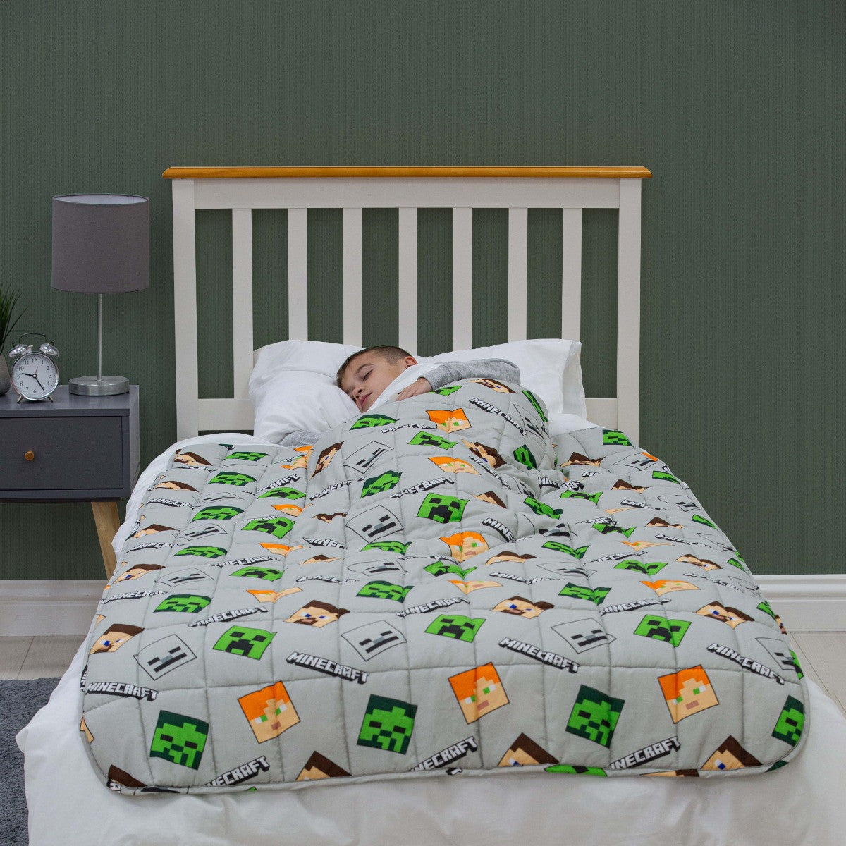 Kids Minecraft Heads Weighted Blanket, Grey - 3kg 🇬🇧