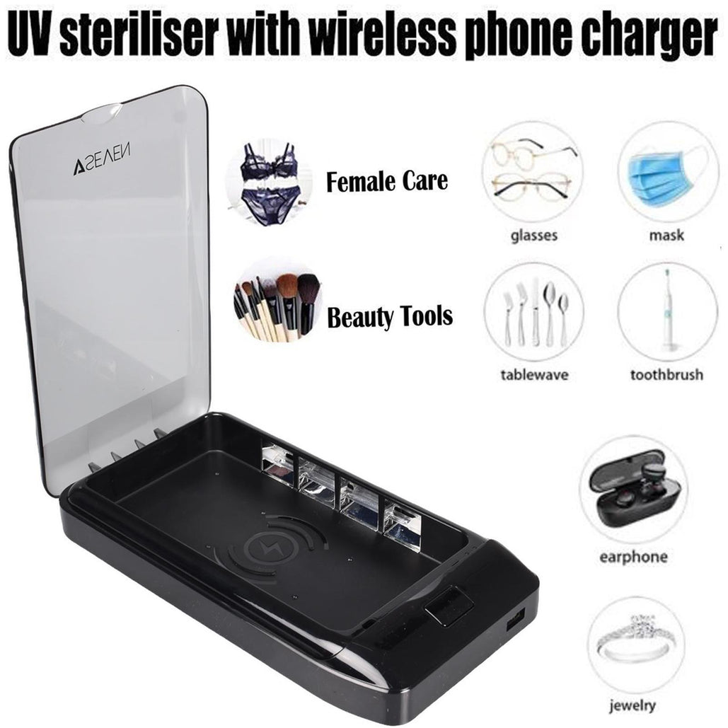 UV Phone Sanitiser Box with 10W Wireless Charger - Black 🇬🇧