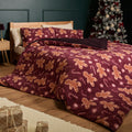Gingerbread Man Print Teddy Fleece Duvet Cover Set - Burgundy 🇬🇧