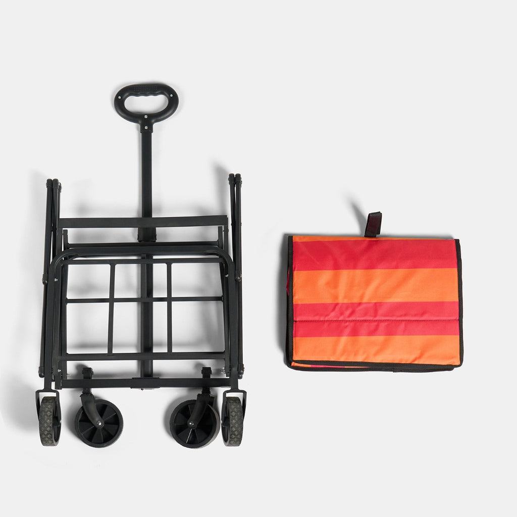 Stripe Print Foldable Camping Trolley - Orange/Pink 🇬🇧