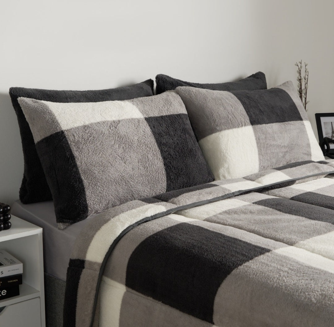 Teddy Gingham Coverless 10.5 Duvet & Pillowcases - Grey 🇬🇧