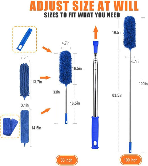 6-Piece Extendable Microfiber Duster Cleaning Kit – Telescopic Handle for Ceiling Fans, Blinds & Furniture 🇬🇧