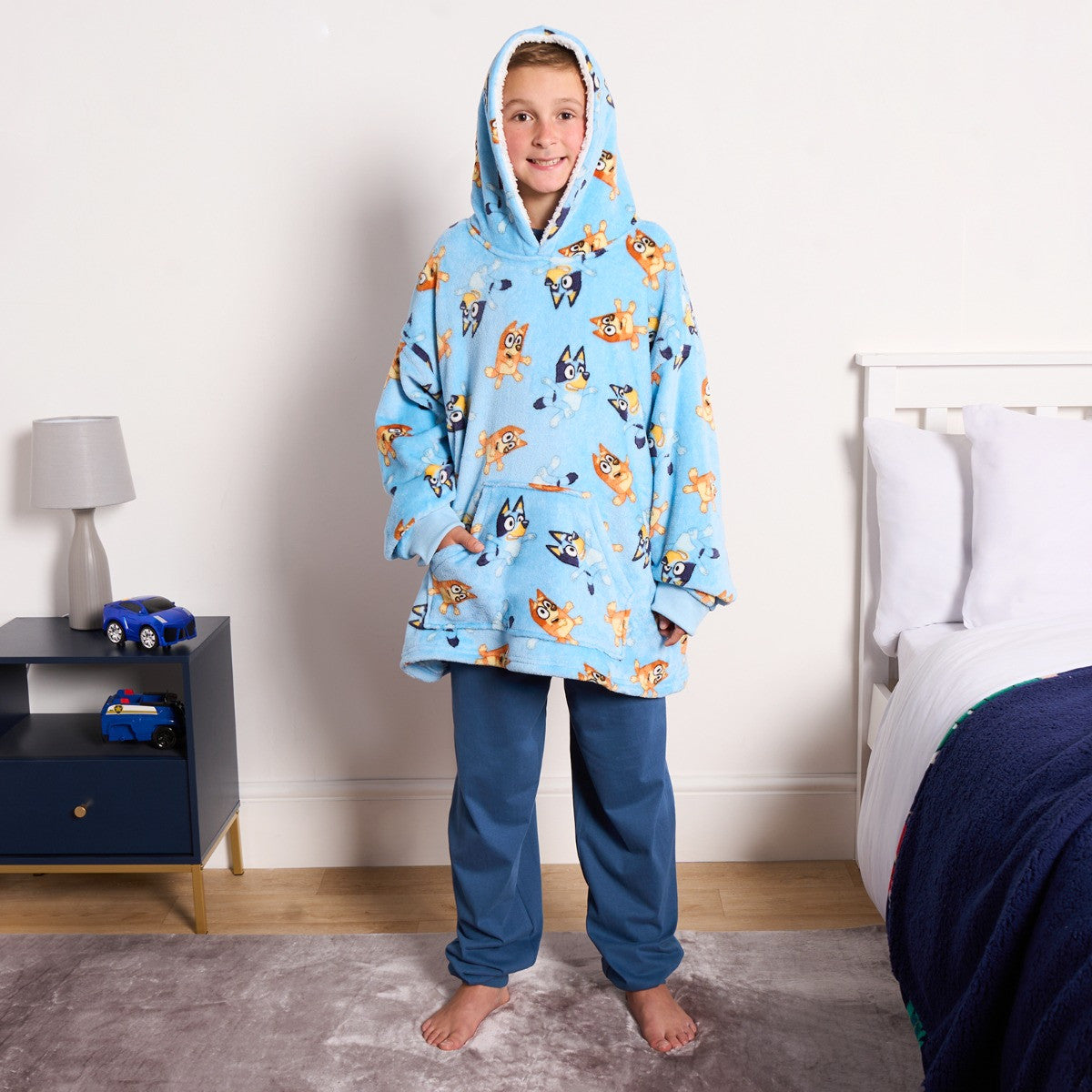 Kids Bluey Novelty Sherpa Hoodie Blanket - Blue 🇬🇧
