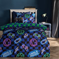 Neon Checkerboard Duvet Cover Set - Blue 🇬🇧