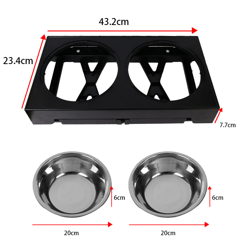 Elevated Dog Bowls 5 Height Adjustable Stand Raised dog bowl with Double Stainless Steel Bowls for Small Medium Large Dogs - Black 🇬🇧