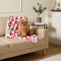 Pet Multi Bow Stripe Sherpa Reverse Throw - Pink/White 🇬🇧