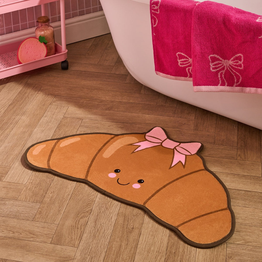 Bow Crossiant Velvet Bath Mat - Brown 🇬🇧