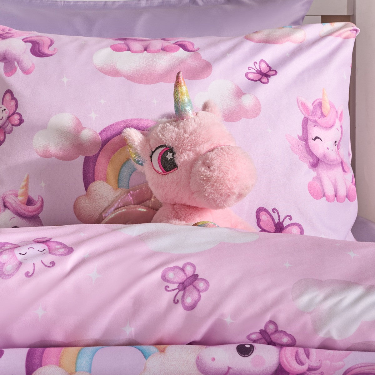 Unicorn Fun Print Duvet Cover Set - Lilac 🇬🇧