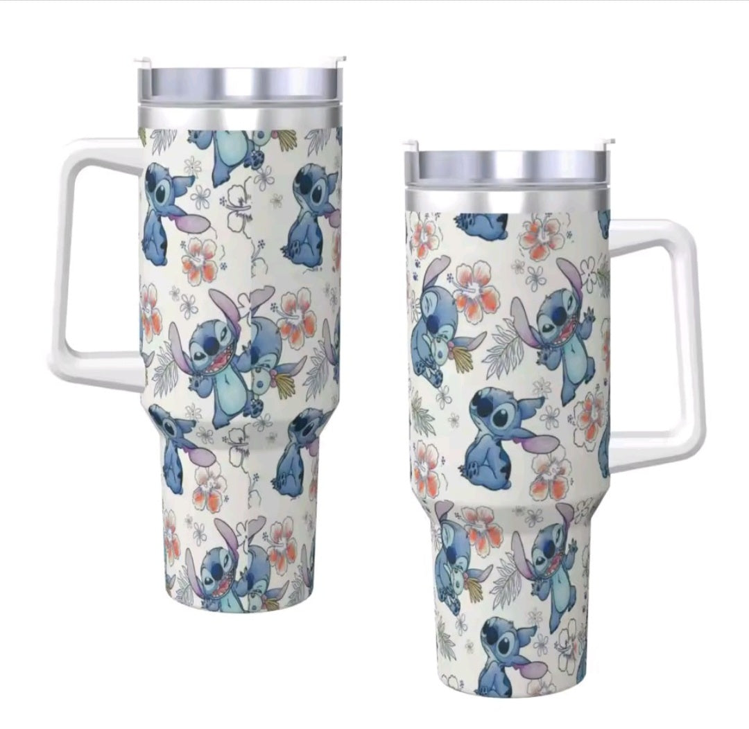 Cartoon inspired 40oz tumbler with straw - stainless steel insulated 🇨🇳