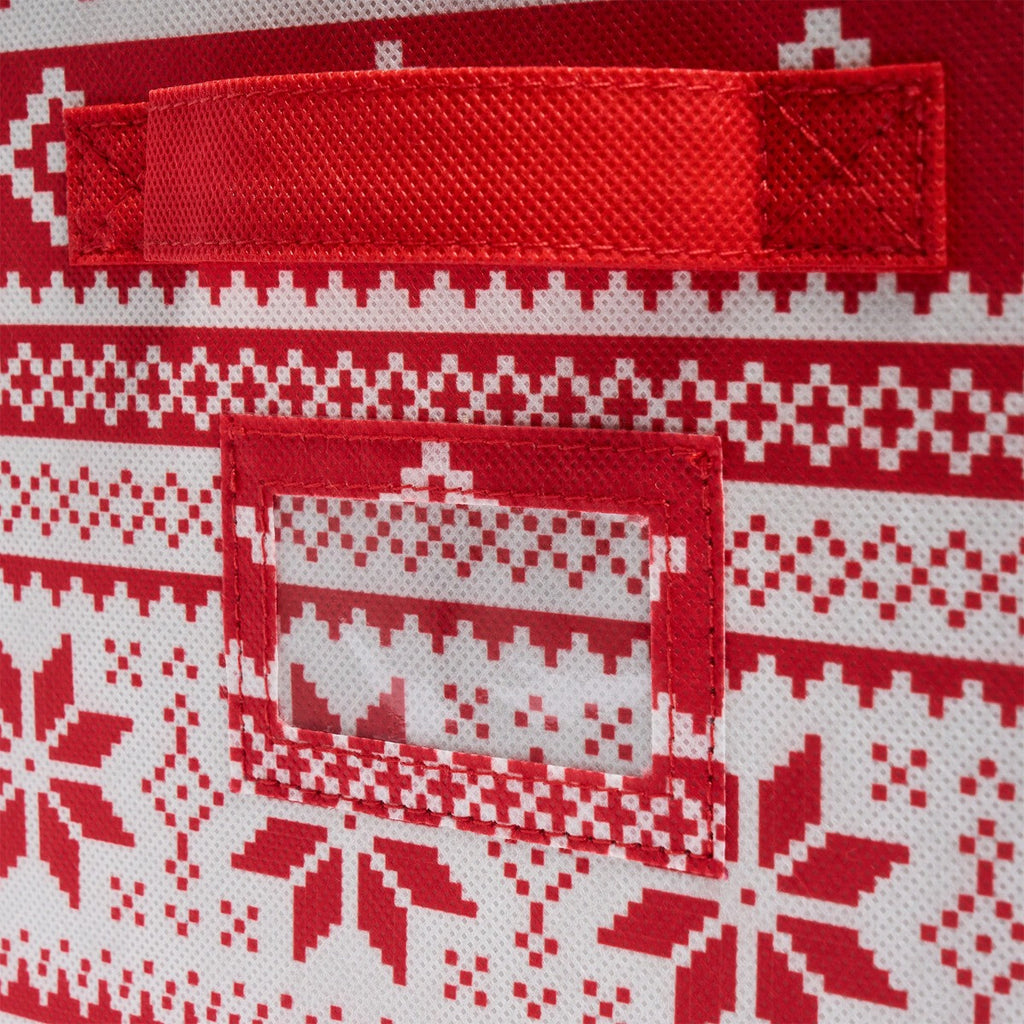 Nordic Print Square Christmas Light Storage Box - Red 🇬🇧