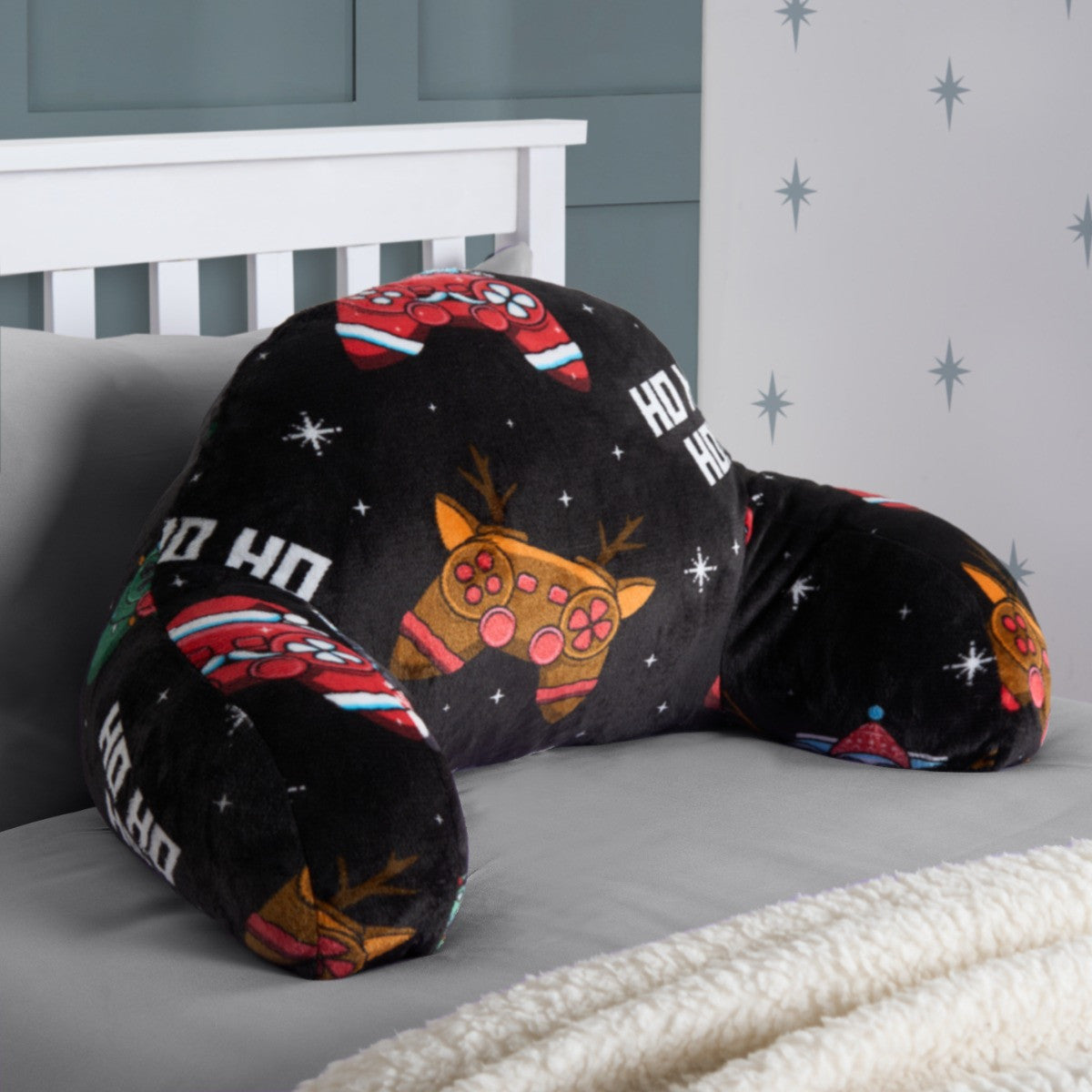 Kids Christmas Gaming Fleece Cuddle Cushion - Black 🇬🇧