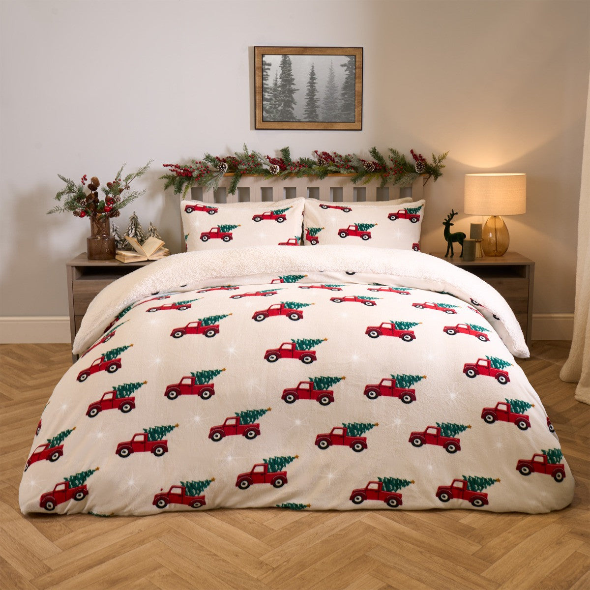 Home For Christmas Fleece Duvet Set - Natural 🇬🇧