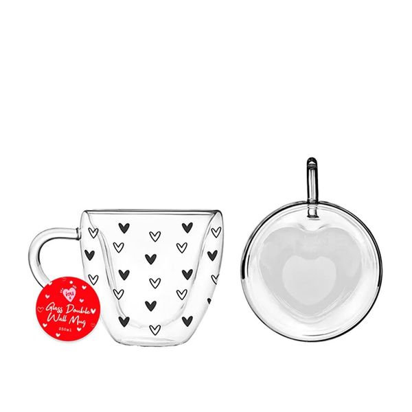 Double walled glass heart mug 🇬🇧