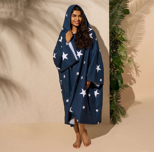 Adult Towel Poncho Star Print 🇬🇧