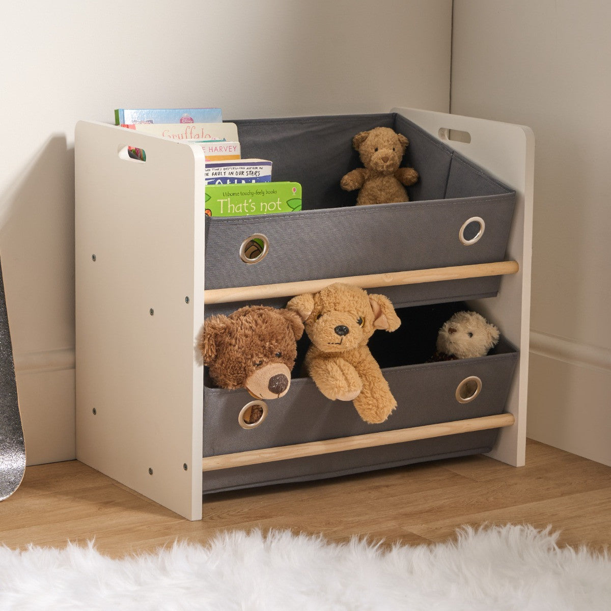 Kids 2 Tier Storage Unit & Organiser - White/Grey 🇬🇧