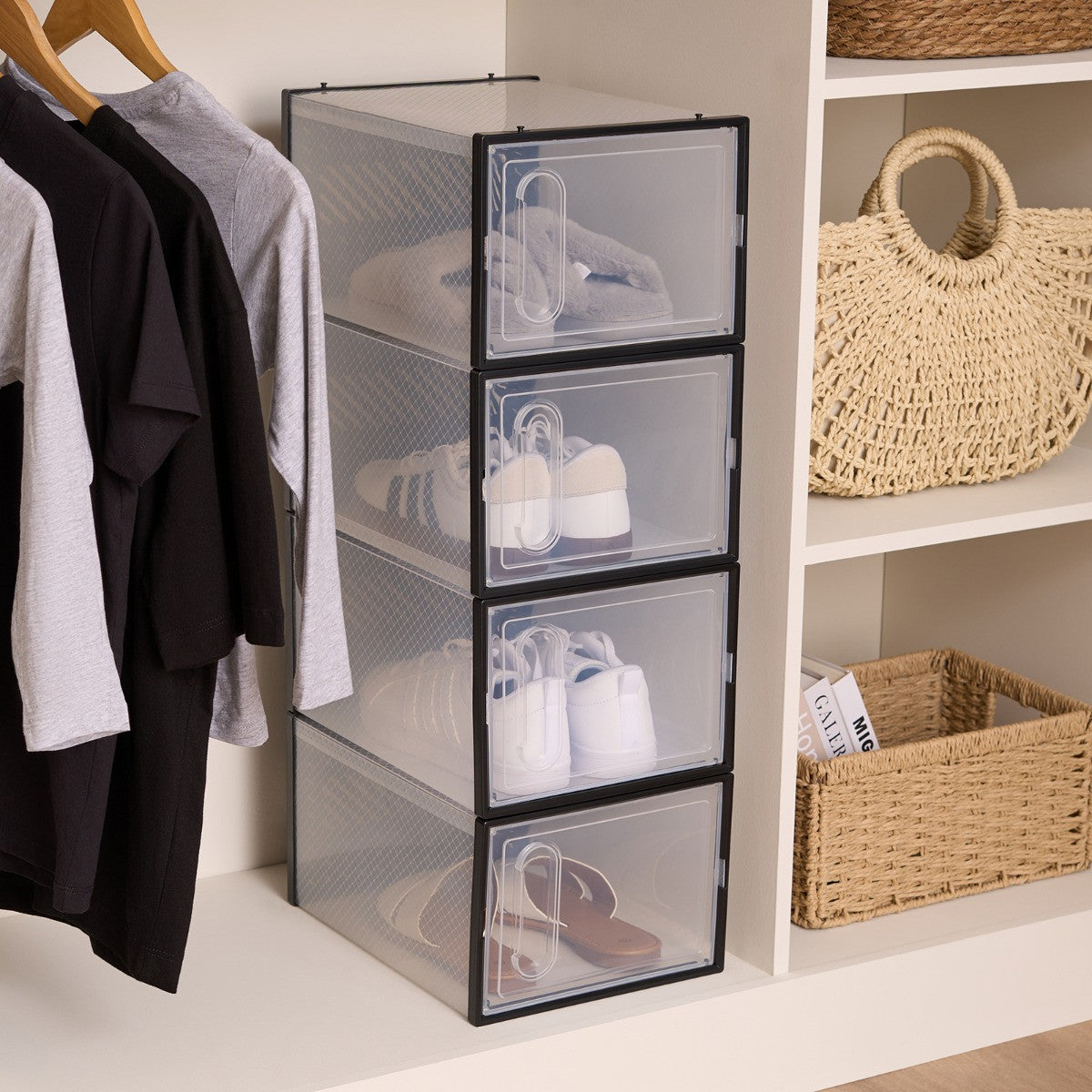 Stackable Shoe Boxes - Black/Clear 🇬🇧