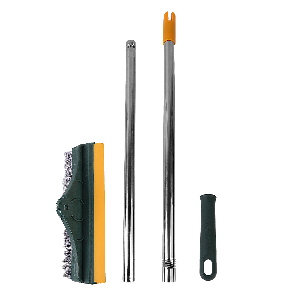 3 in 1 Floor Scrub Brush Squeegee Mop Water Scrubber with 120 Degree Rotating Head - Yellow + Green 🇬🇧