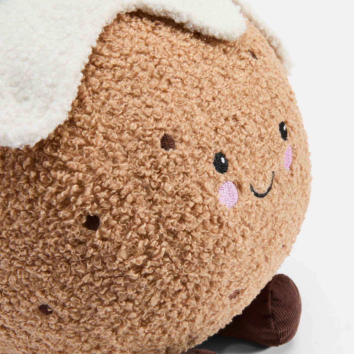 Character Christmas Pudding Shaped Cushion - Brown 🇬🇧