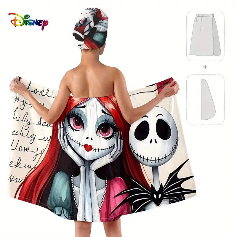 2 pcs Bath & Hair Towel feat Nightmare Before Christmas style design 🇨🇳