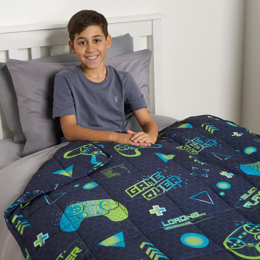 Kids Neon Gaming Weighted Blanket, Blue/Green - 3KG 🇬🇧
