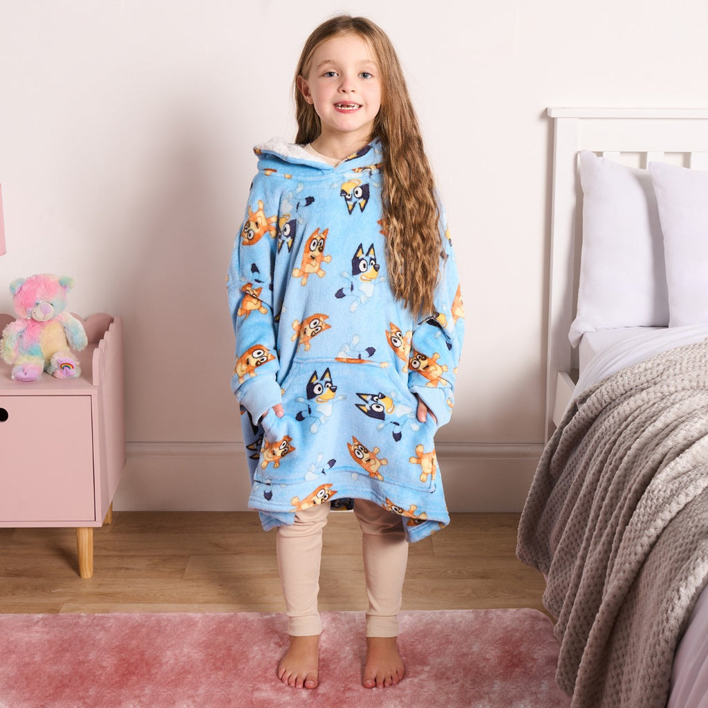 Kids Bluey Novelty Sherpa Hoodie Blanket - Blue 🇬🇧