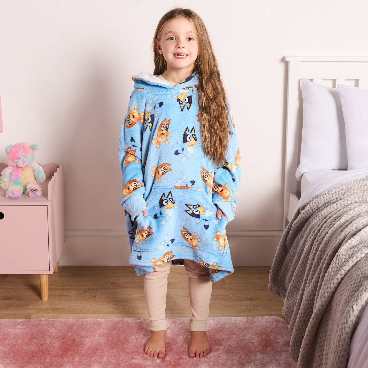 Kids Bluey Novelty Sherpa Hoodie Blanket - Blue 🇬🇧
