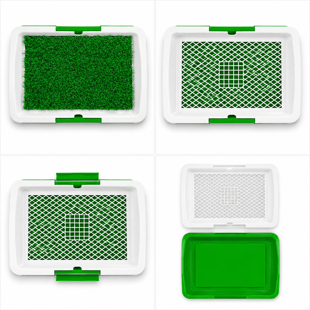 Dog Grass Pad with Tray, Dogs Toilet Tray with Artificial Grass Grid Panel Puppy Toilet Training Mat, Reusable Fake Pee Grasses for Dogs to Pee 34 x 45.5cm 🇬🇧