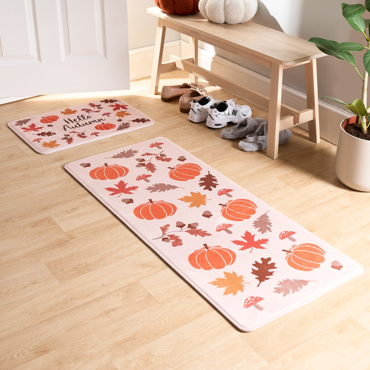 Washable Cosy Autumn Printed Runner - Natural 🇬🇧