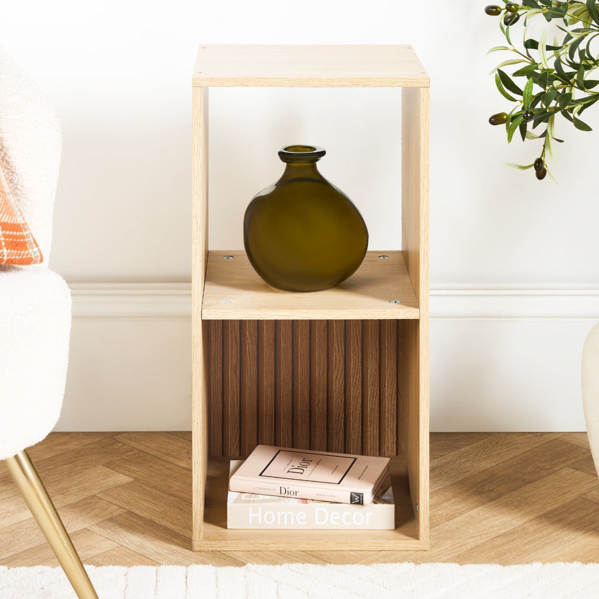 Dallas 2 Cube Panel Storage Unit - Natural Wood 🇬🇧