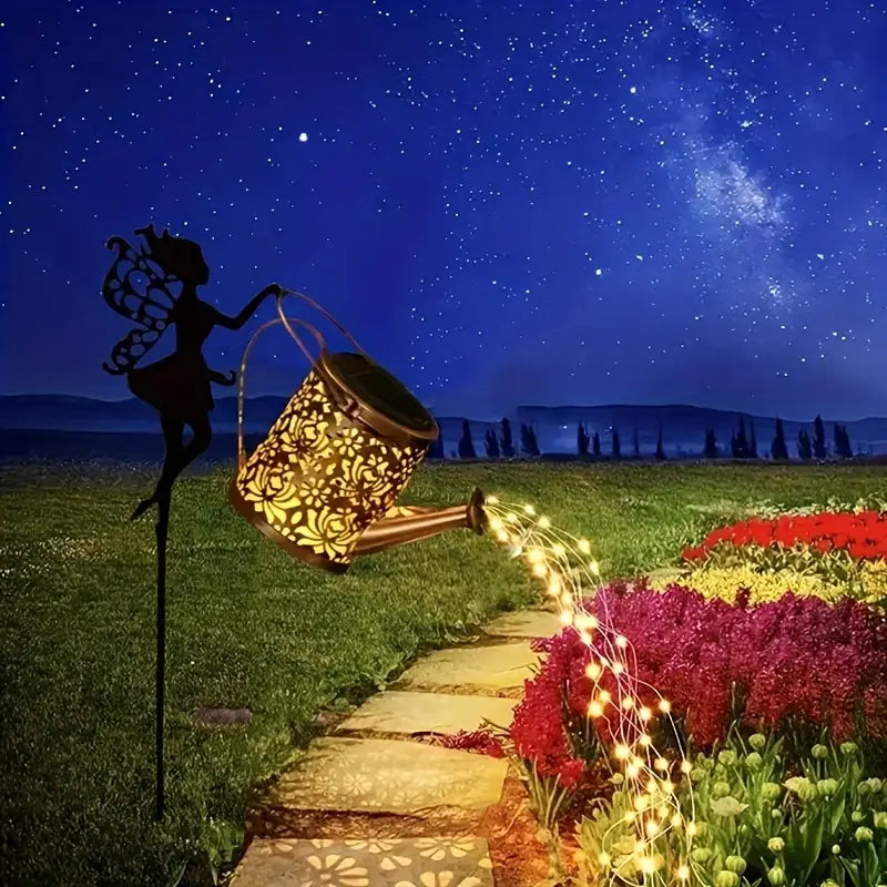1 Solar watering can fairy garden string LED lights 🇨🇳
