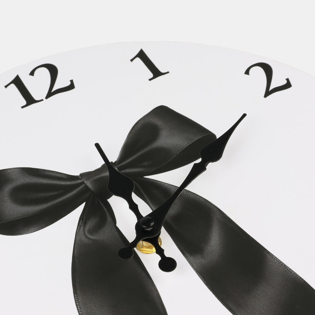 Bow Print Wall Clock - White/Pink 🇬🇧