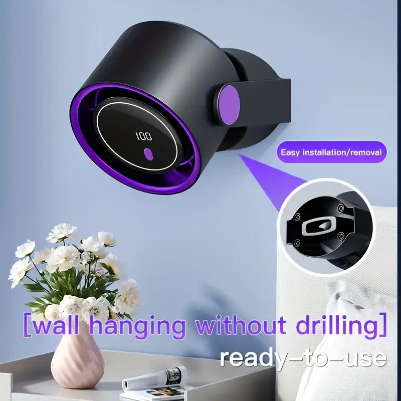 100 speed adjustable high speed turbine fan digital display rechargeable USB Fan - wall mountable 🇨🇳