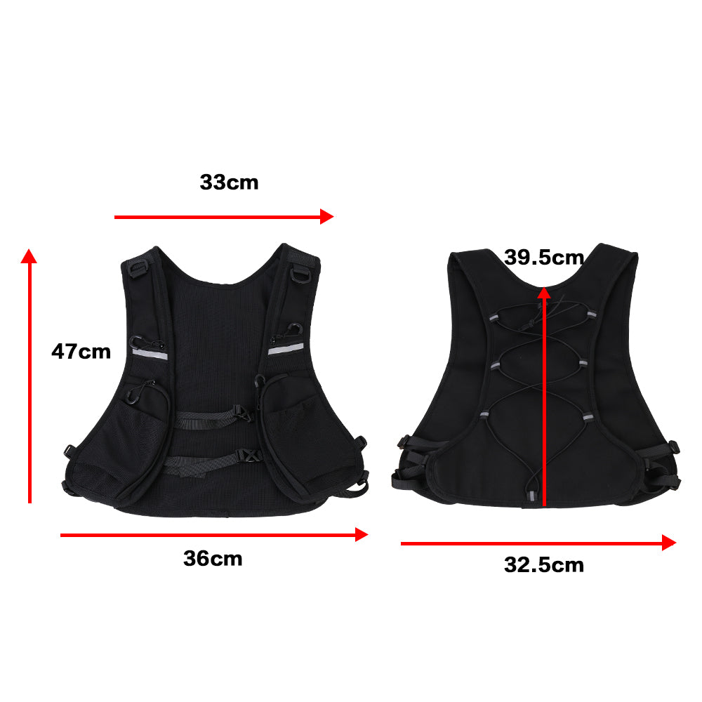 Cycling Running Vest Bag Reflective Hydration Vest Storage Bag Lightweight Backpack - Black 🇬🇧