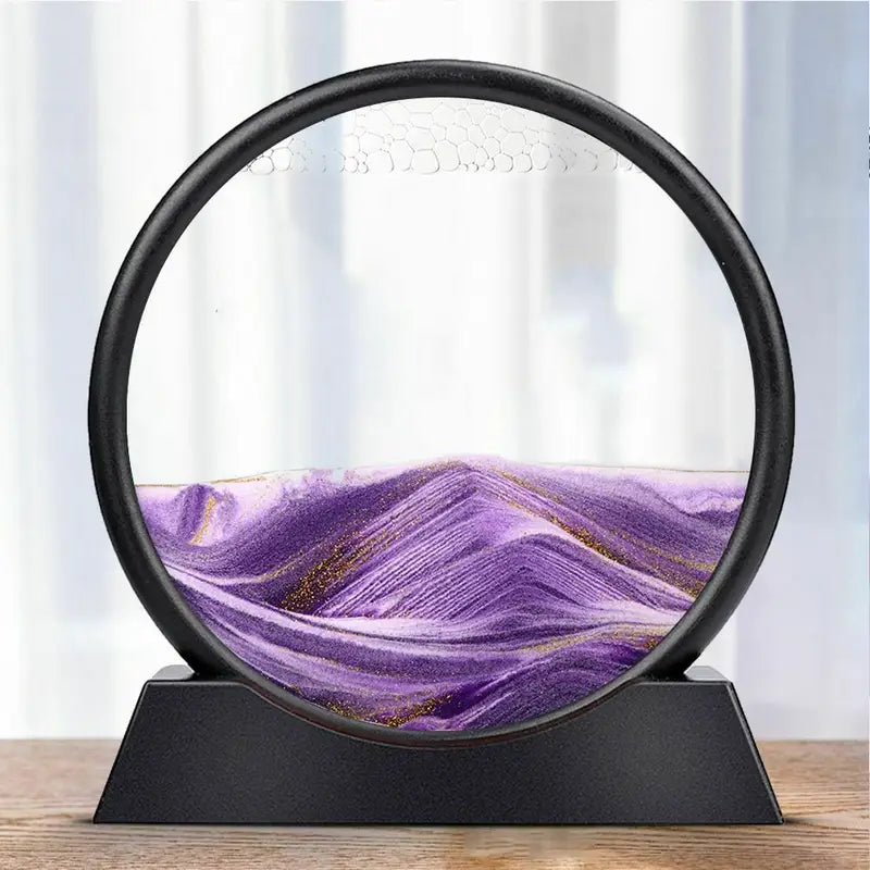 3D Dynamic Moving Sand Painting round glass stand 🇨🇳