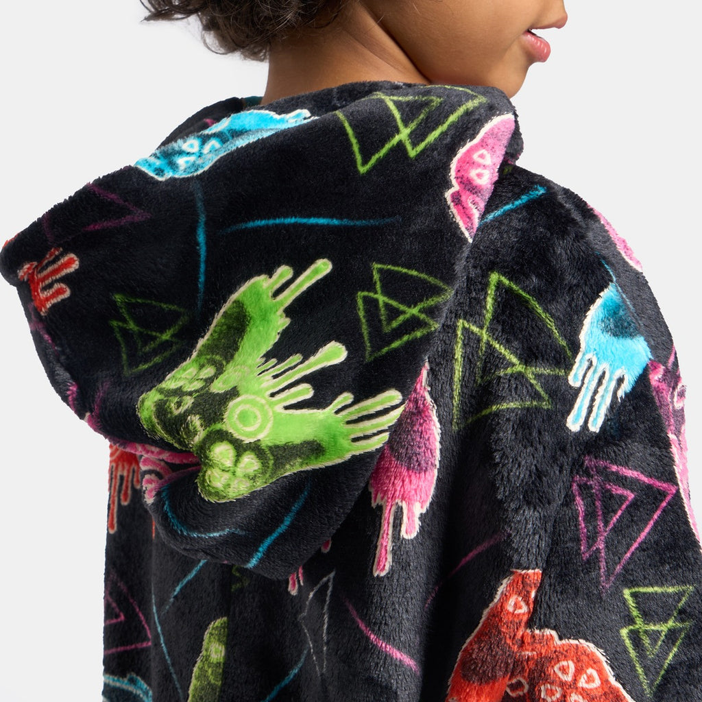 Kids Neon Drip Gaming Glow In The Dark Onesie - Black 🇬🇧