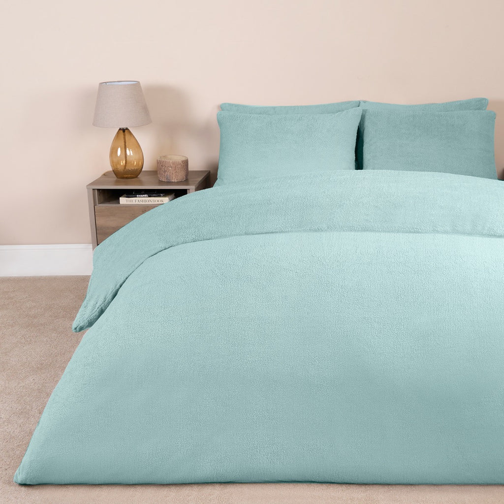 Teddy Fleece Duvet Cover Set - Duck Egg 🇬🇧
