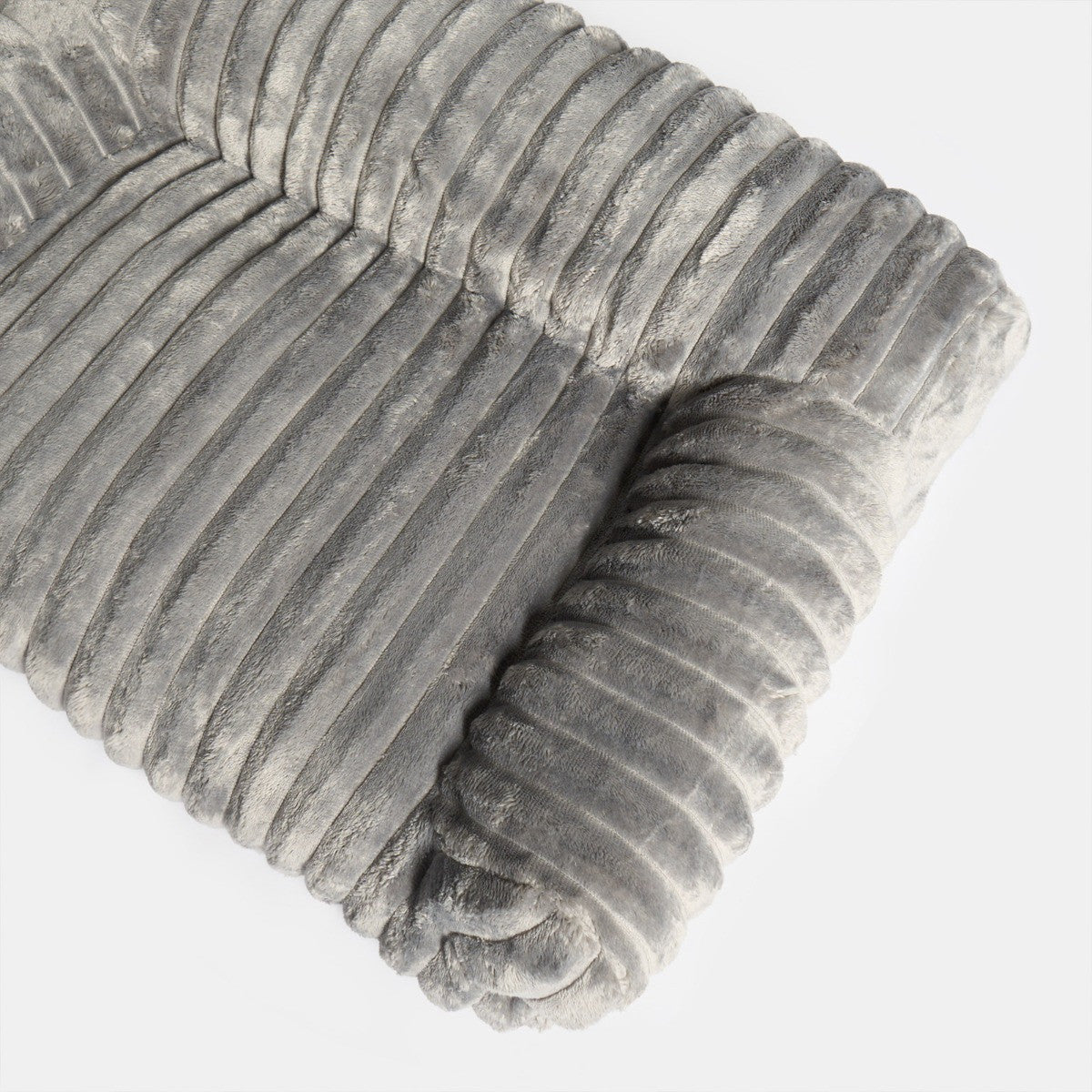 Plush Ribbed Pet Sofa Bed, Grey 🇬🇧
