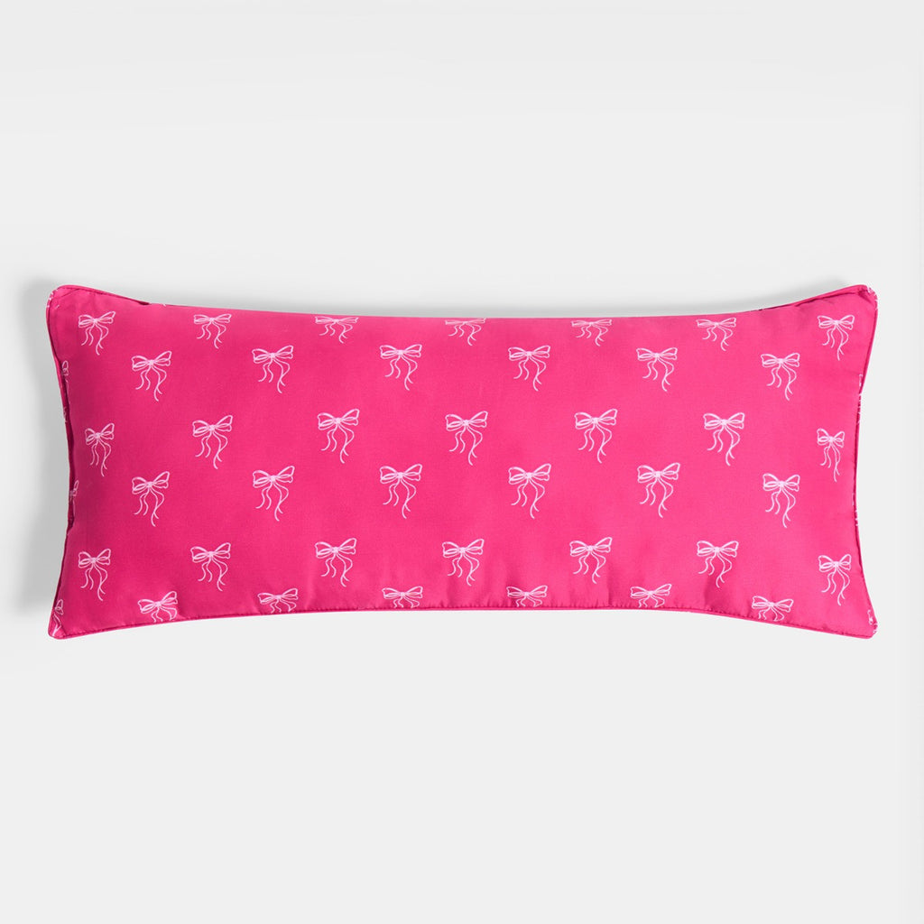 Kids Bow Print Bolster Pillow - Hot Pink 🇬🇧