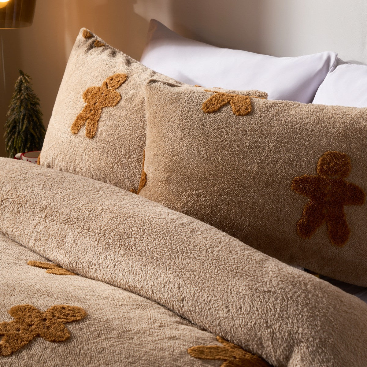 Tufted Gingerbread Man Teddy Duvet Cover Set - Natural 🇬🇧